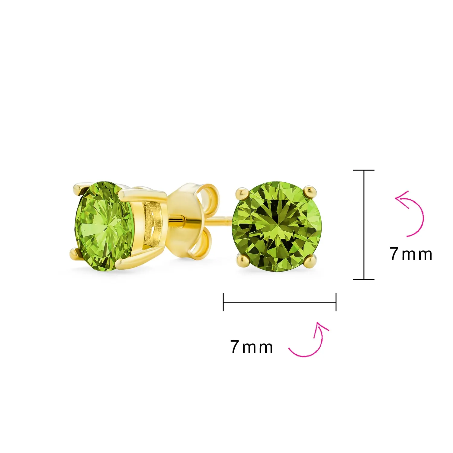 Classic CZ Solitaire Stud Earrings Sterling Silver Rose Yellow Gold Plated 5-10MM