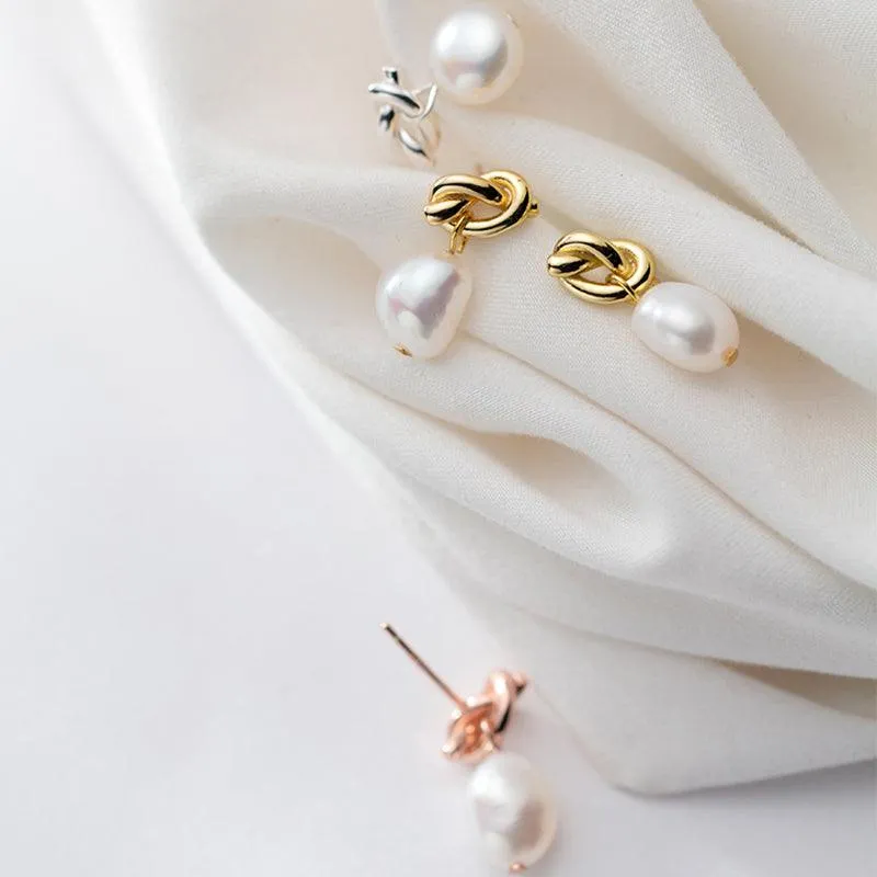 Classy Bow Knot Minimal Pearl Studs