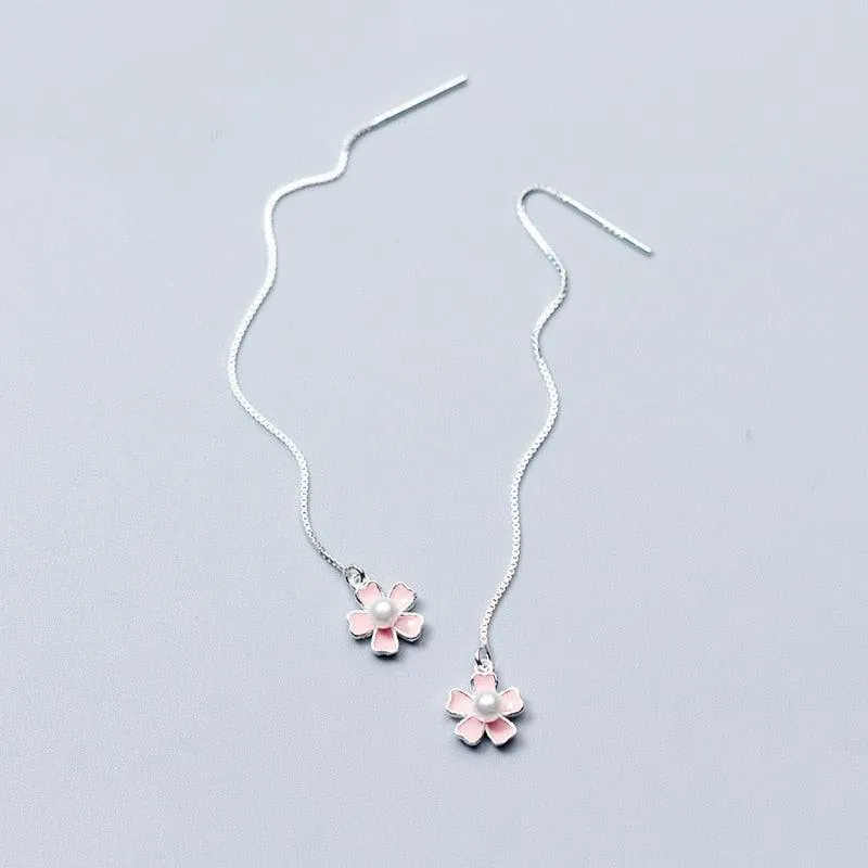 Classy Flower Chain Earrings