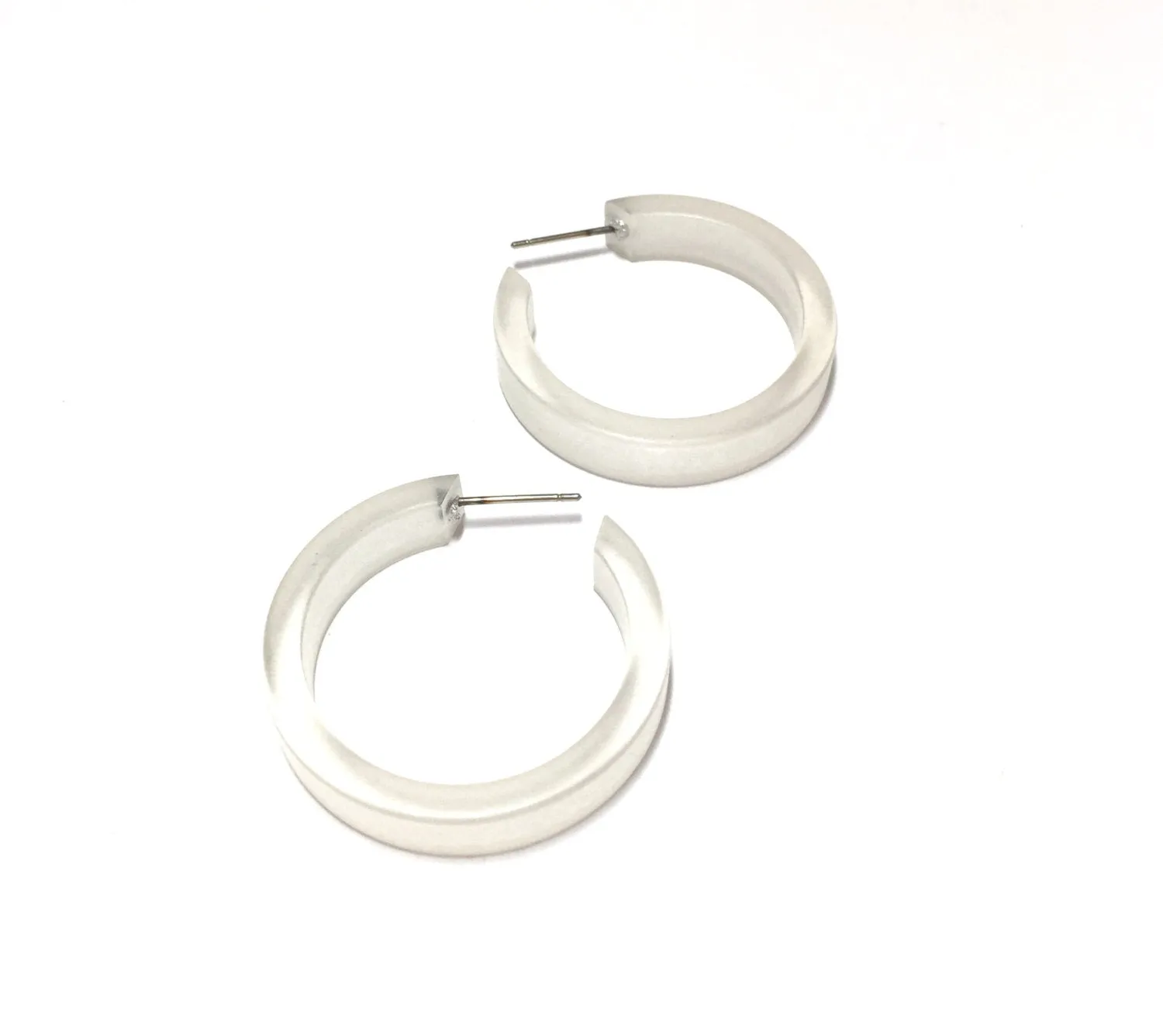 Clear Frosted Small Classic Hoop Earrings