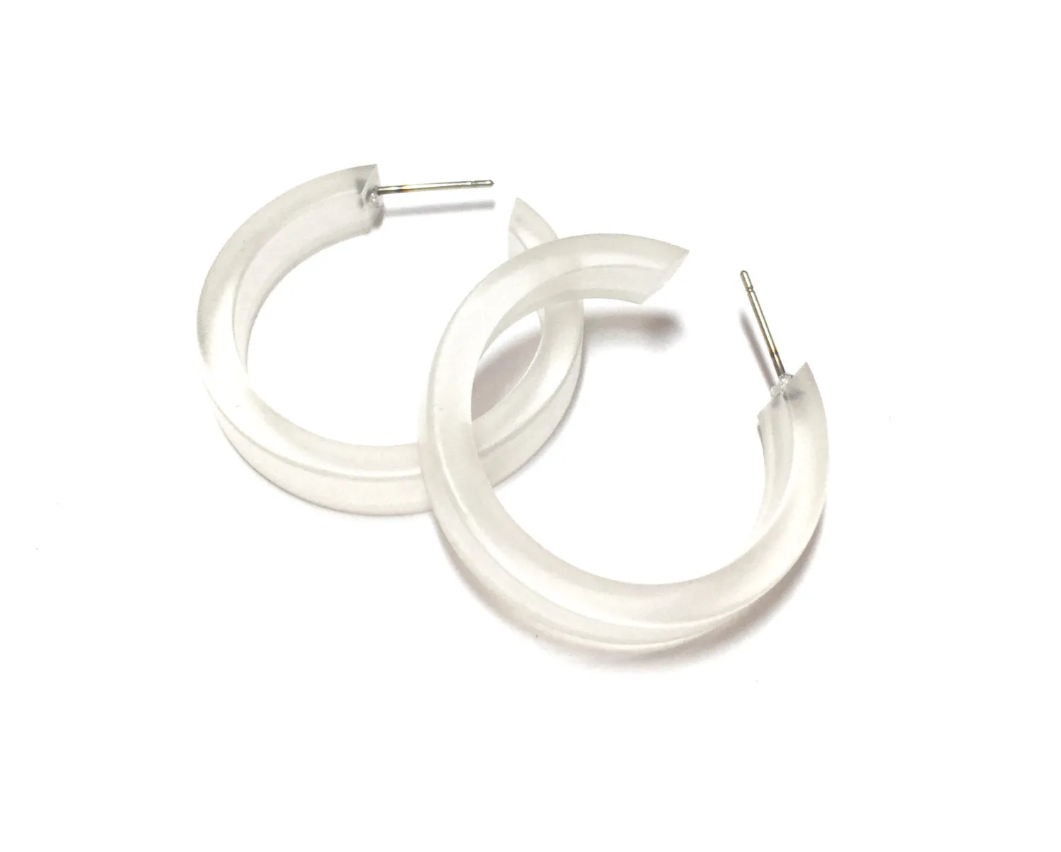 Clear Frosted Small Classic Hoop Earrings