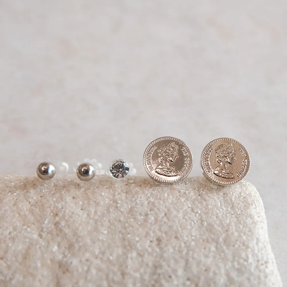 Coin Motif Plastic Earring Set