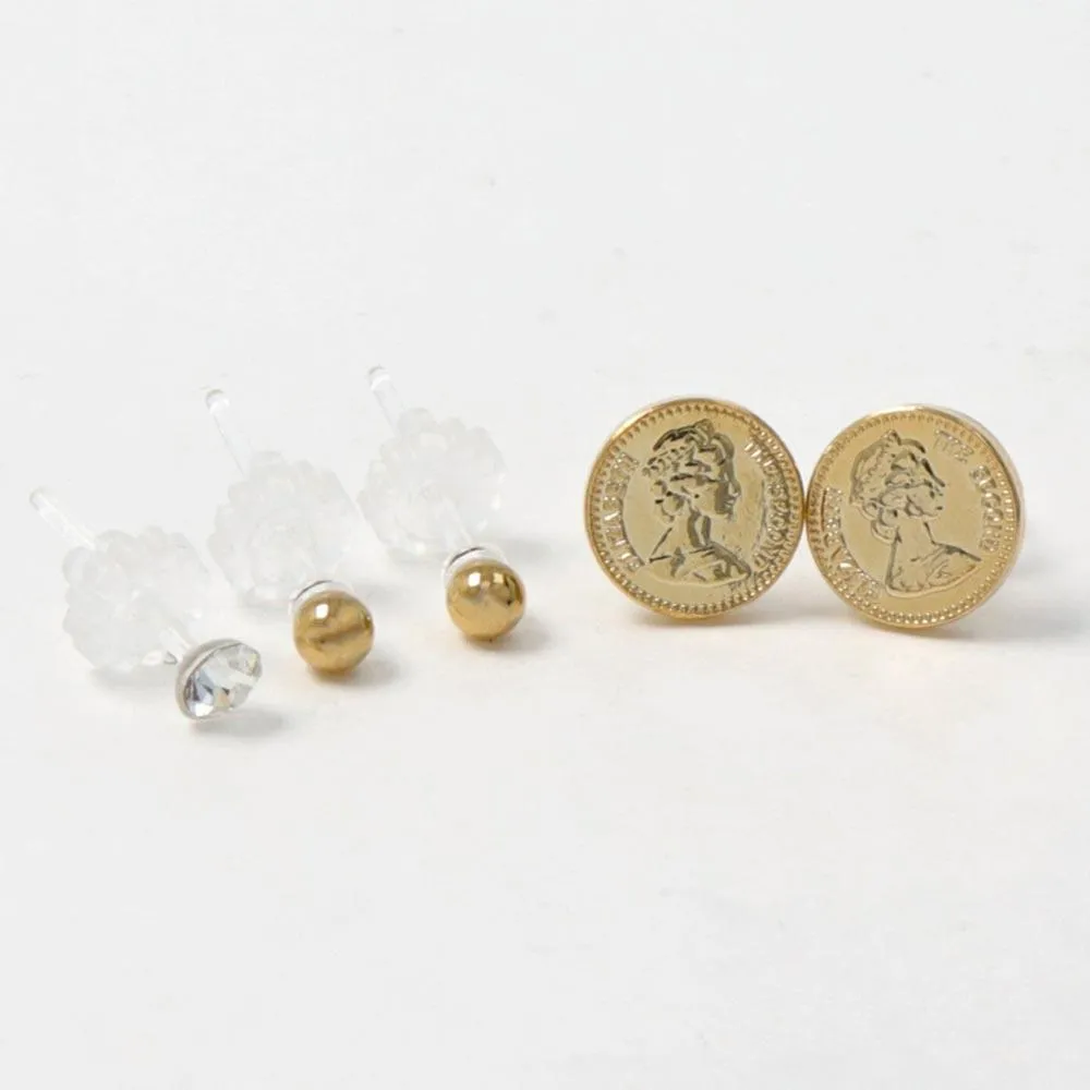 Coin Motif Plastic Earring Set