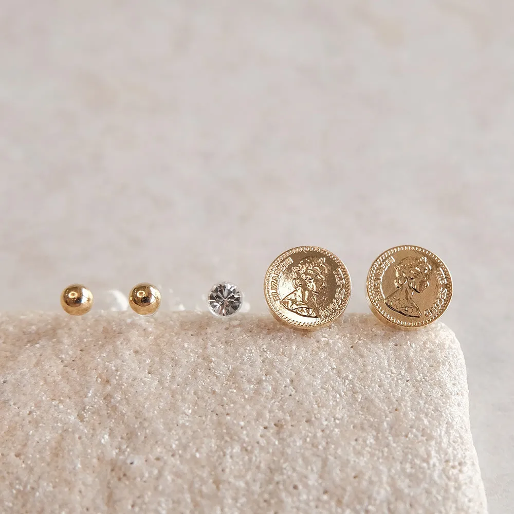 Coin Motif Plastic Earring Set