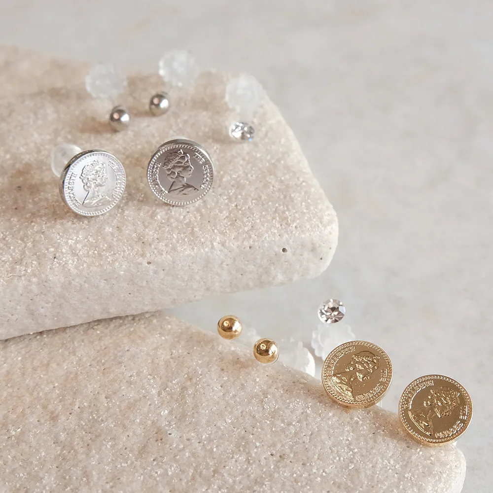 Coin Motif Plastic Earring Set