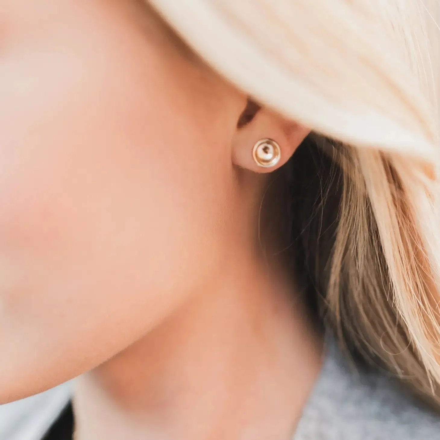 Concave Disc Stud Earrings