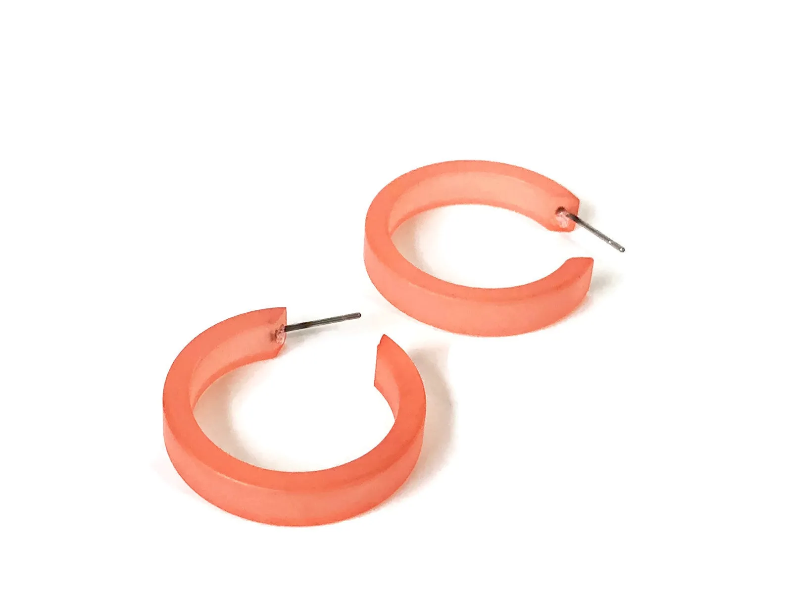 Coral Frosted Small Classic Hoop Earrings