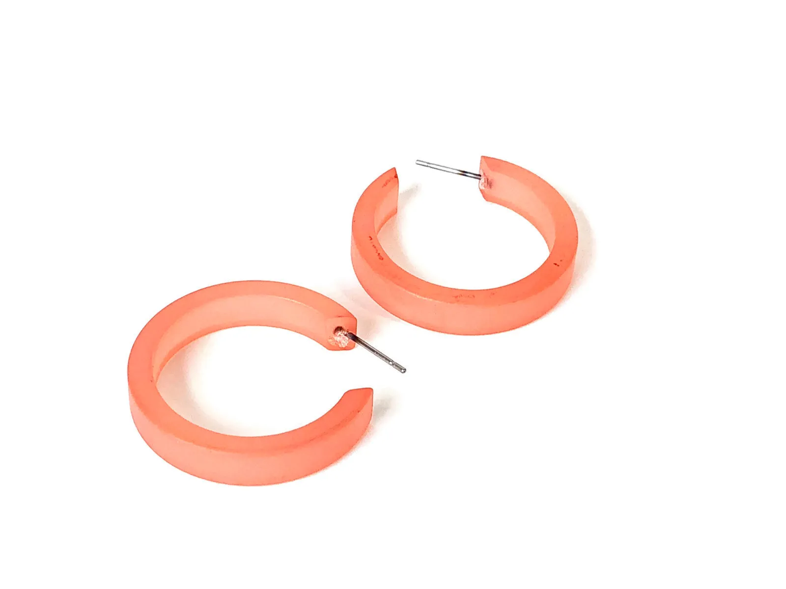 Coral Frosted Small Classic Hoop Earrings