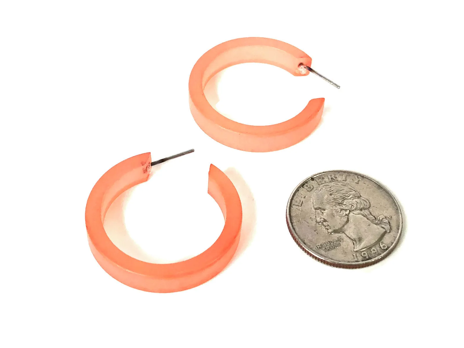 Coral Frosted Small Classic Hoop Earrings