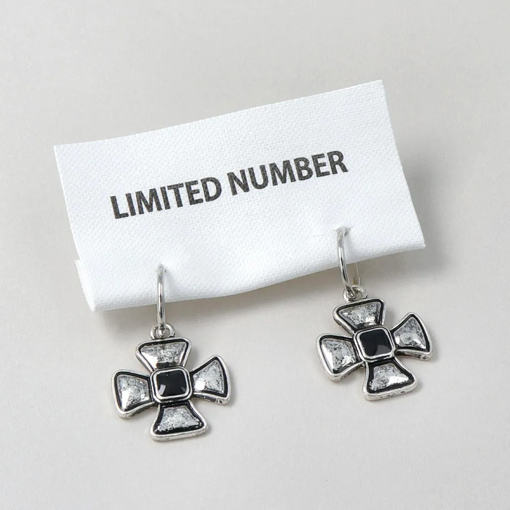 Cross Drop Padded Clip On Earrings