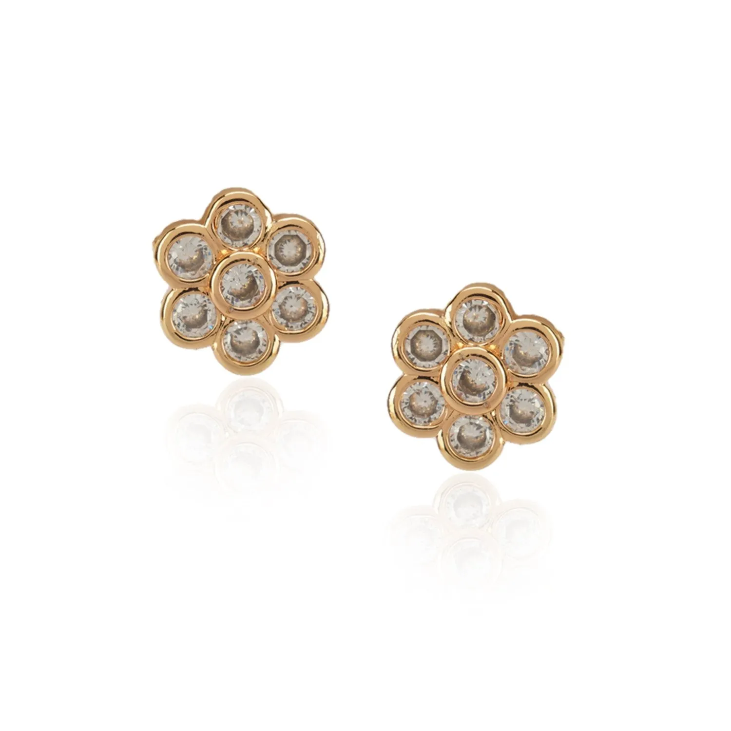 Dainty Rose Plated  Flower Zircon Earrings