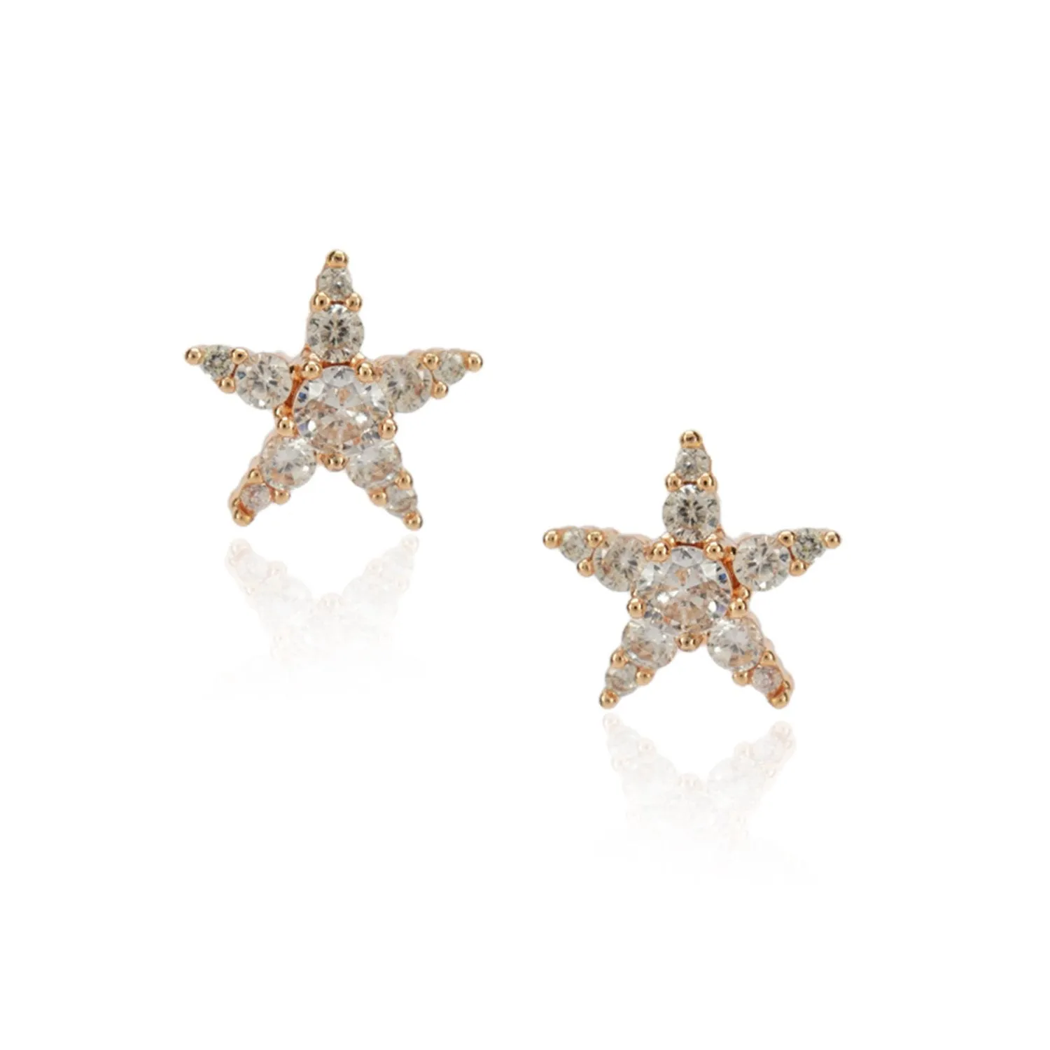 Dainty Rose Plated  Zircon Star Studs