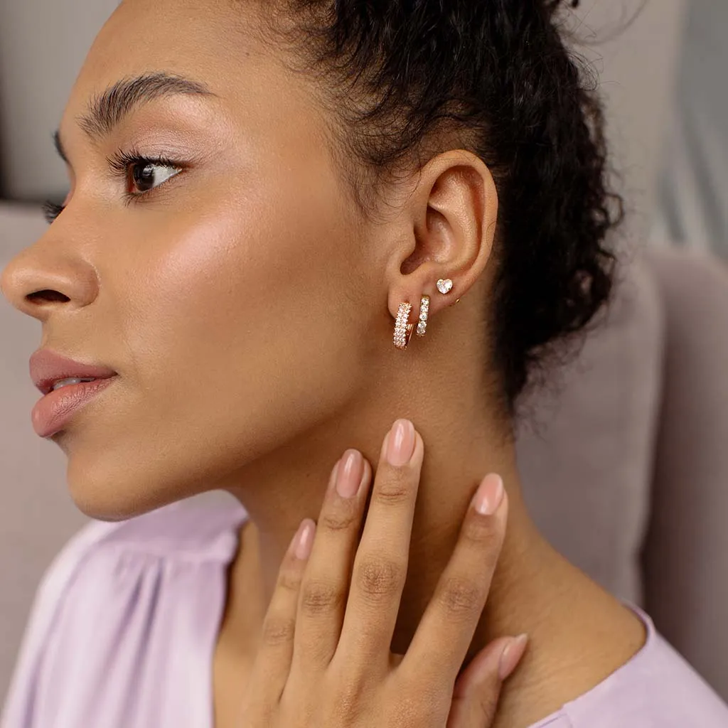 Double Pave Huggie Earrings