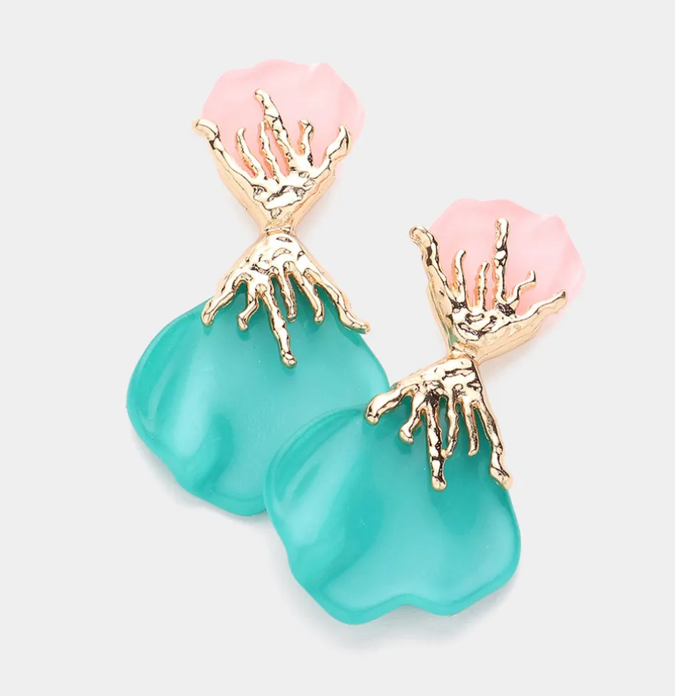 Double Resin Petal Earrings  (2 Colors)