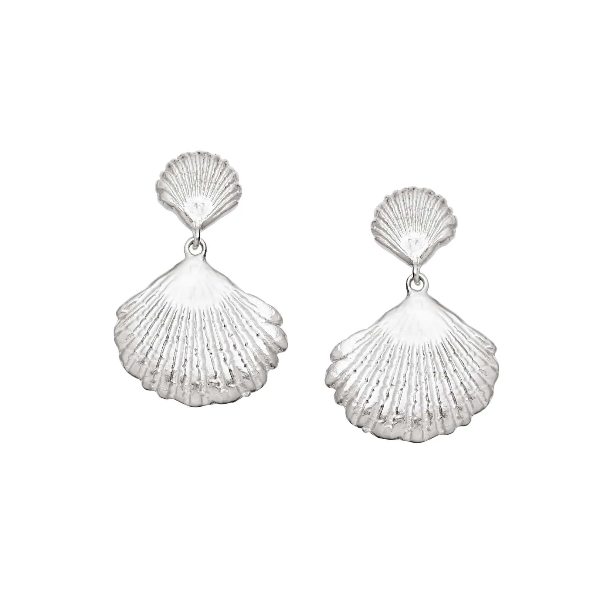 Double Shell Earrings Sterling Silver