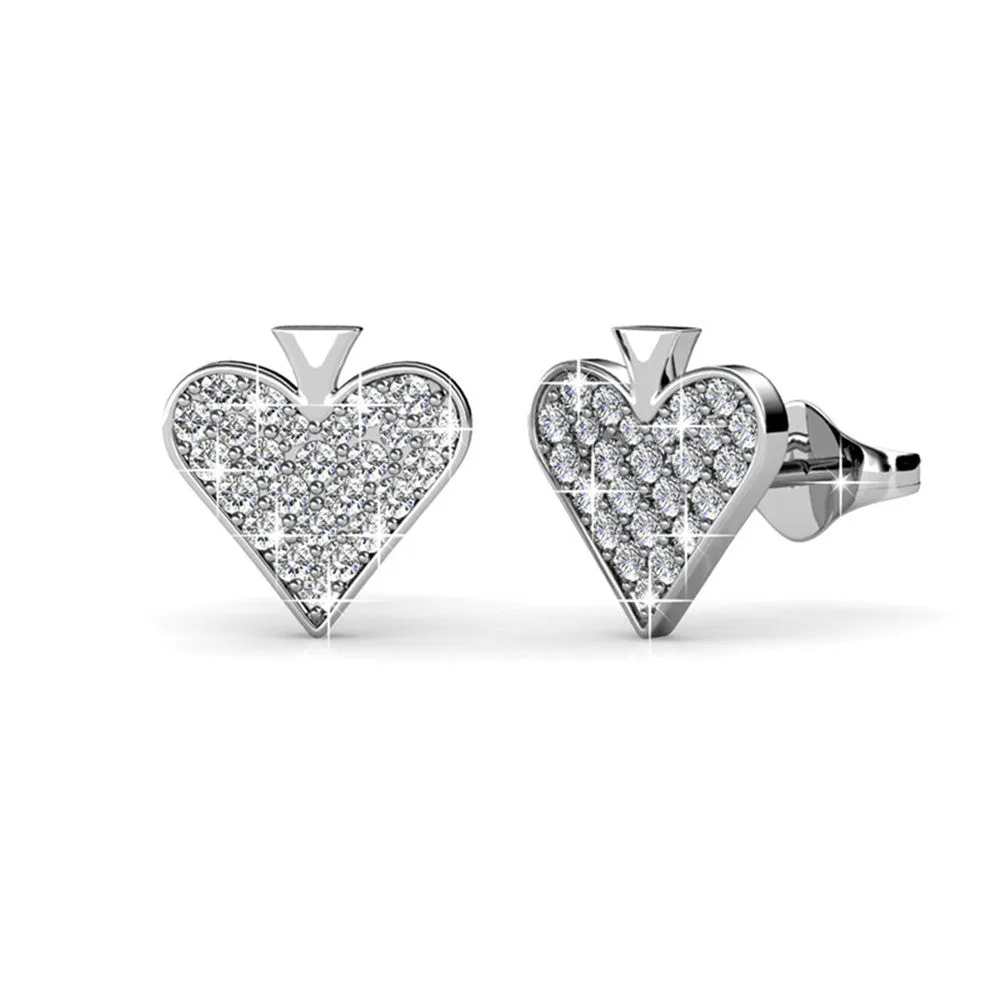 Dylan "Divine" 18k White Gold Plated Heart Earrings with Swarovski Crystals