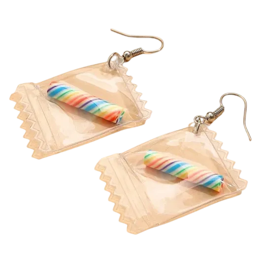 Earrings - Candy packet clear drops