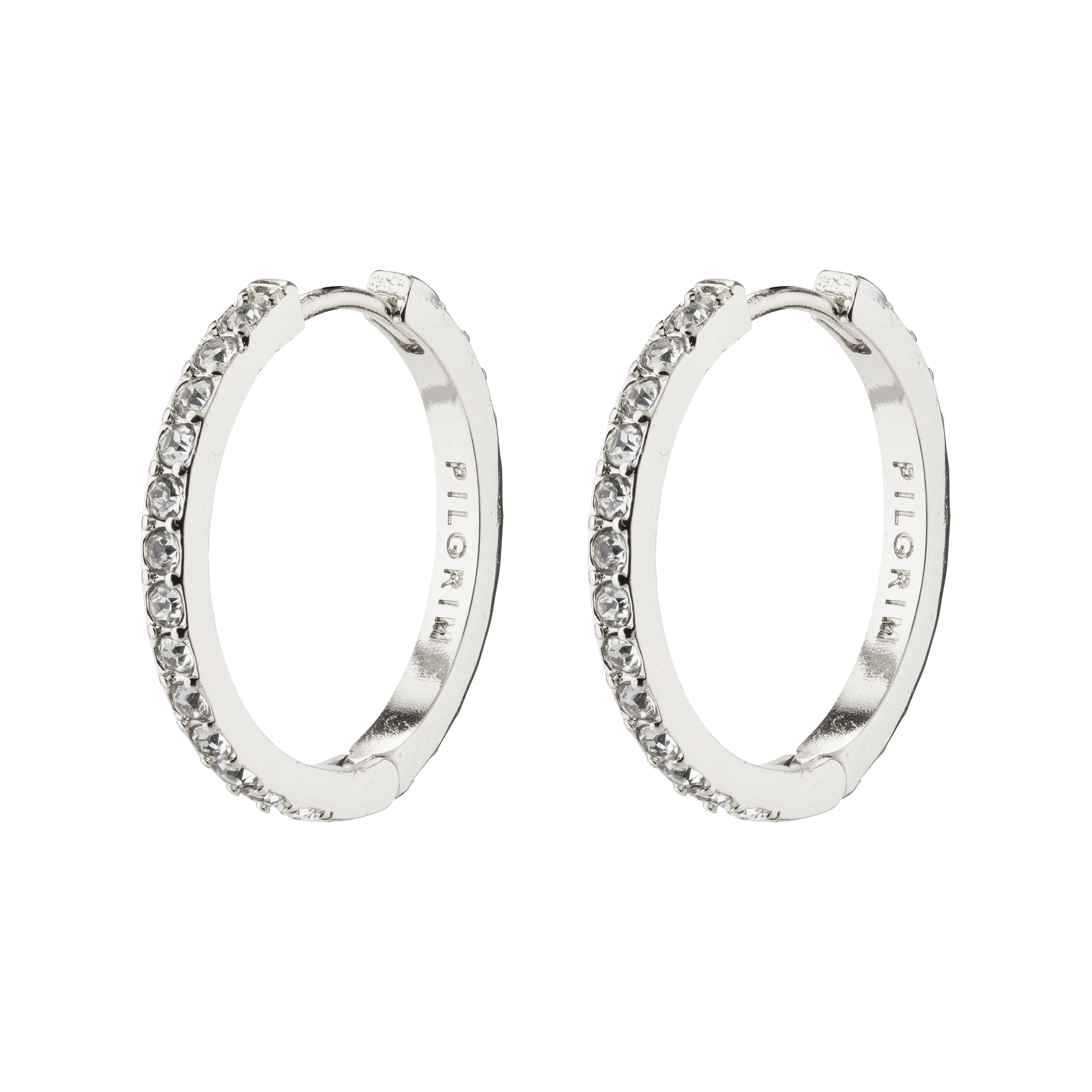 EBNA medium crystal hoops silver-plated