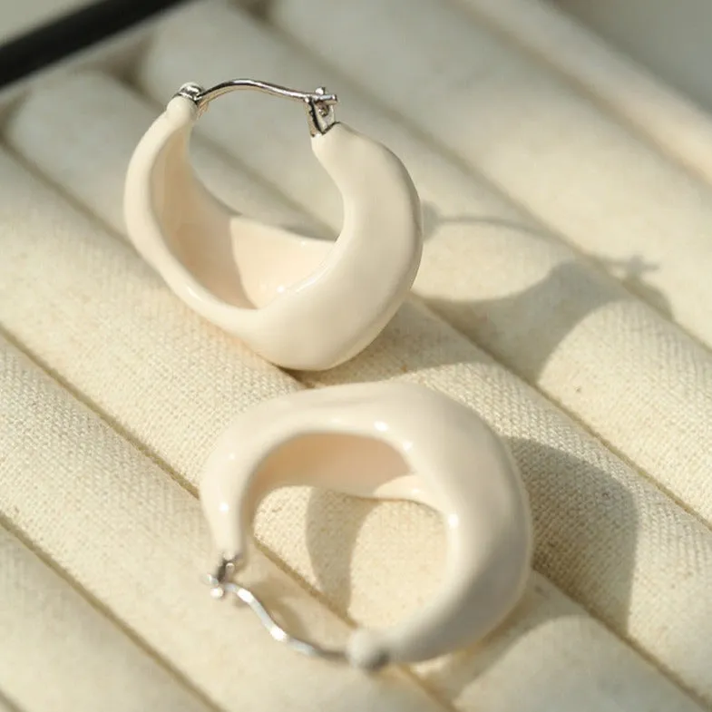 Enamel Twist Geometric Hoop Earrings