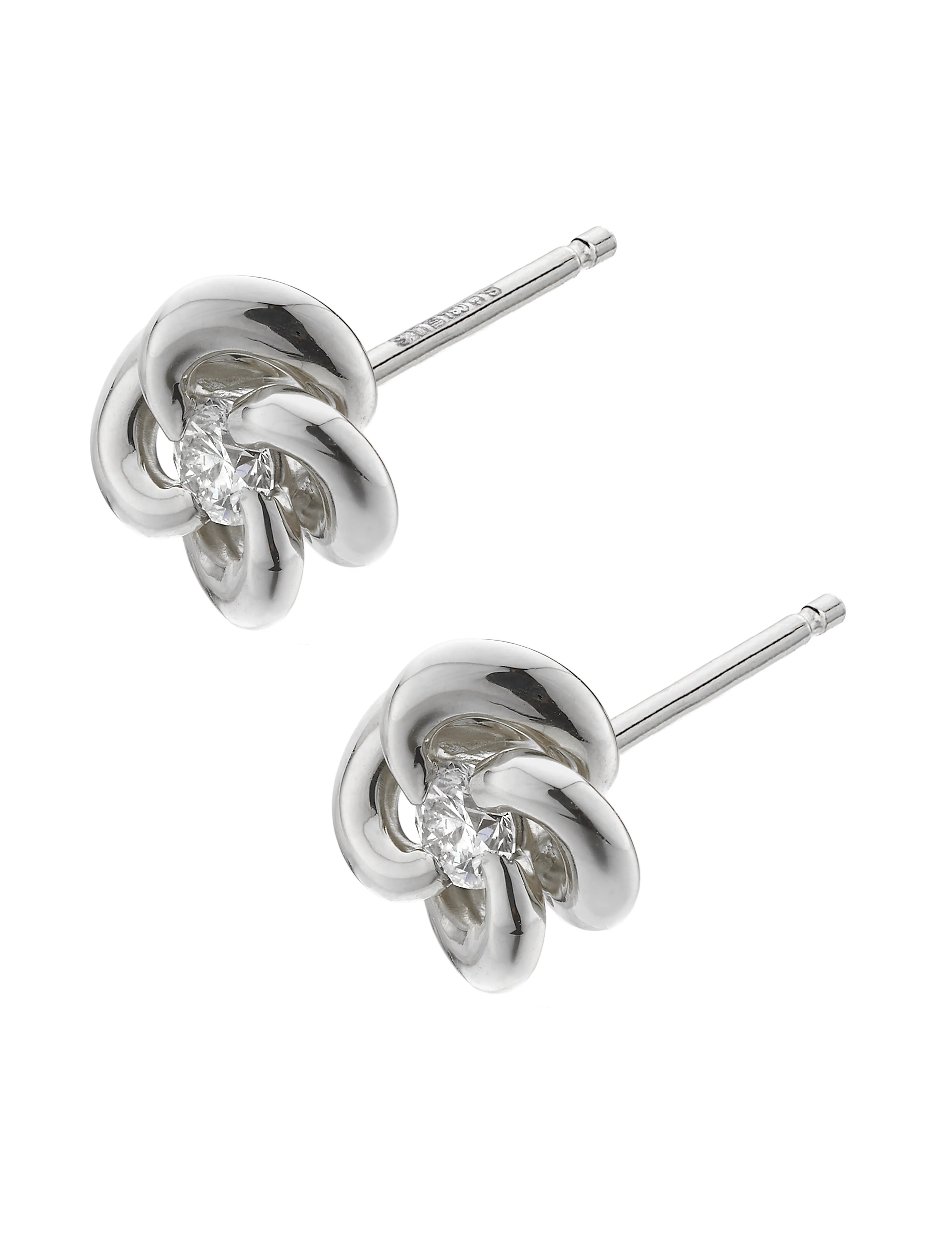 Entwined Petal Flower Earrings - 18ct White Gold