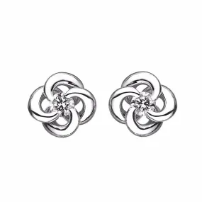 Entwined Petal Flower Earrings - 18ct White Gold