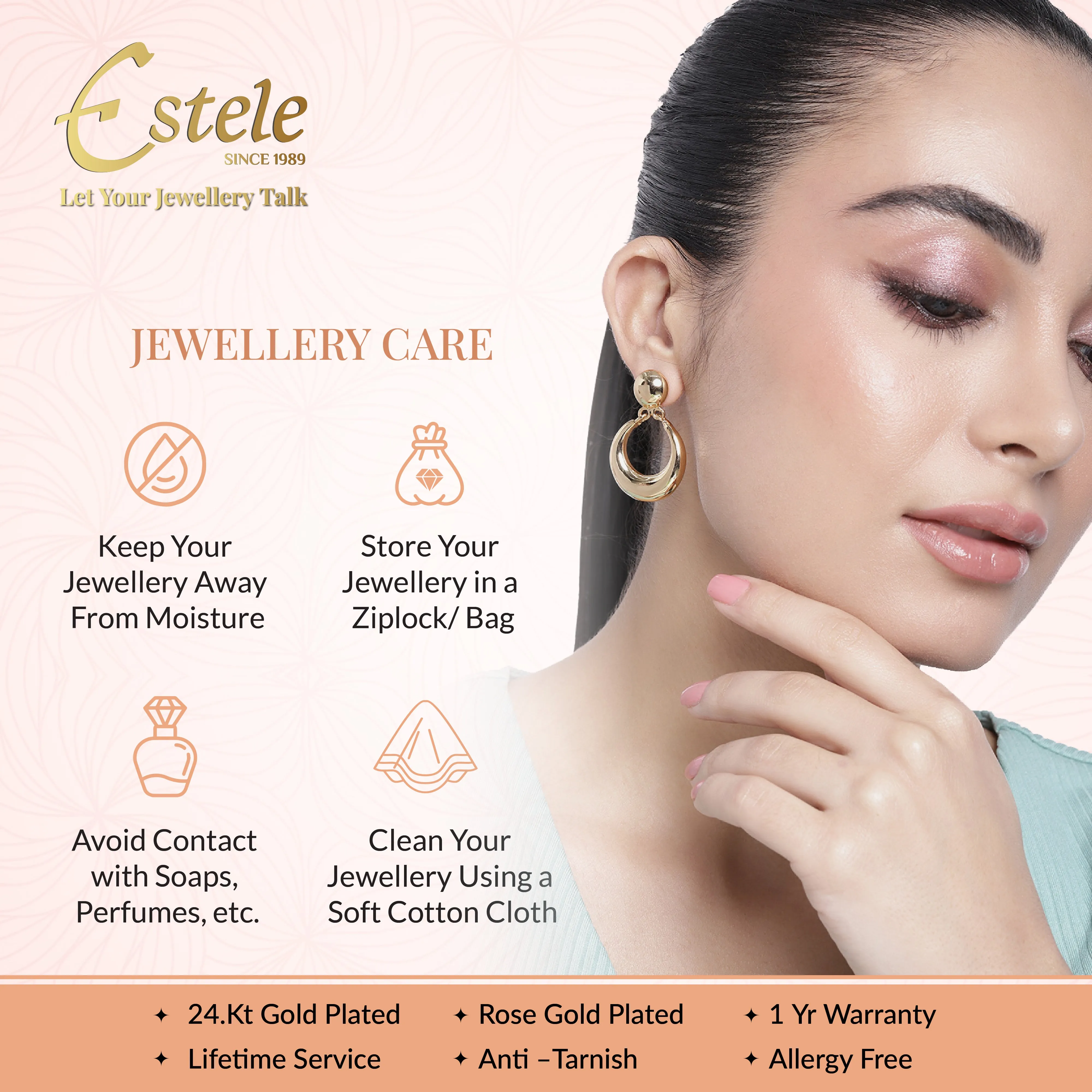 Estele Gold Plated Beautiful Designer Earrings with Pearl for Women