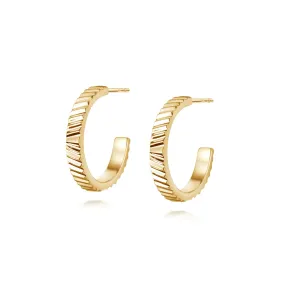 Estée Lalonde Sunburst Midi Hoop Earrings 18Ct Gold Plate