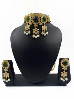 Exclusive Green Choker Kundan Necklace Set For Weddings By Gehna Shop