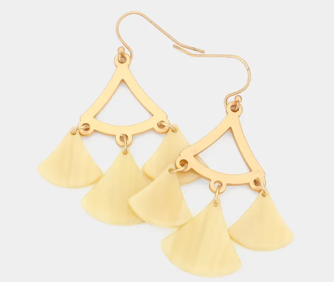 Fan Shaped Celluloid Acetate Link Dangle Earrings (2 Colors)