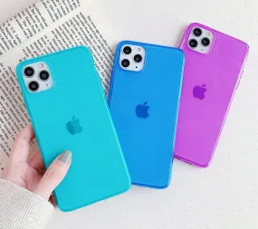 Fluorescent Solid Colour Transparent Phone Case