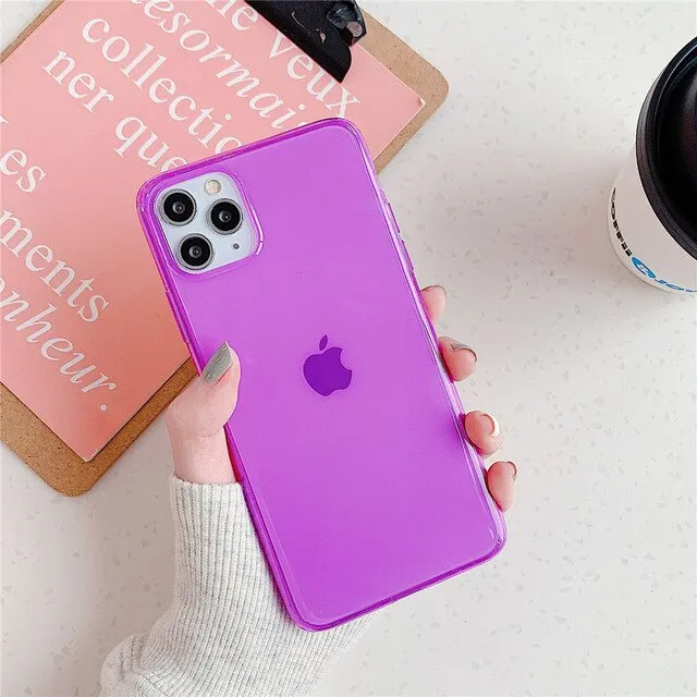 Fluorescent Solid Colour Transparent Phone Case