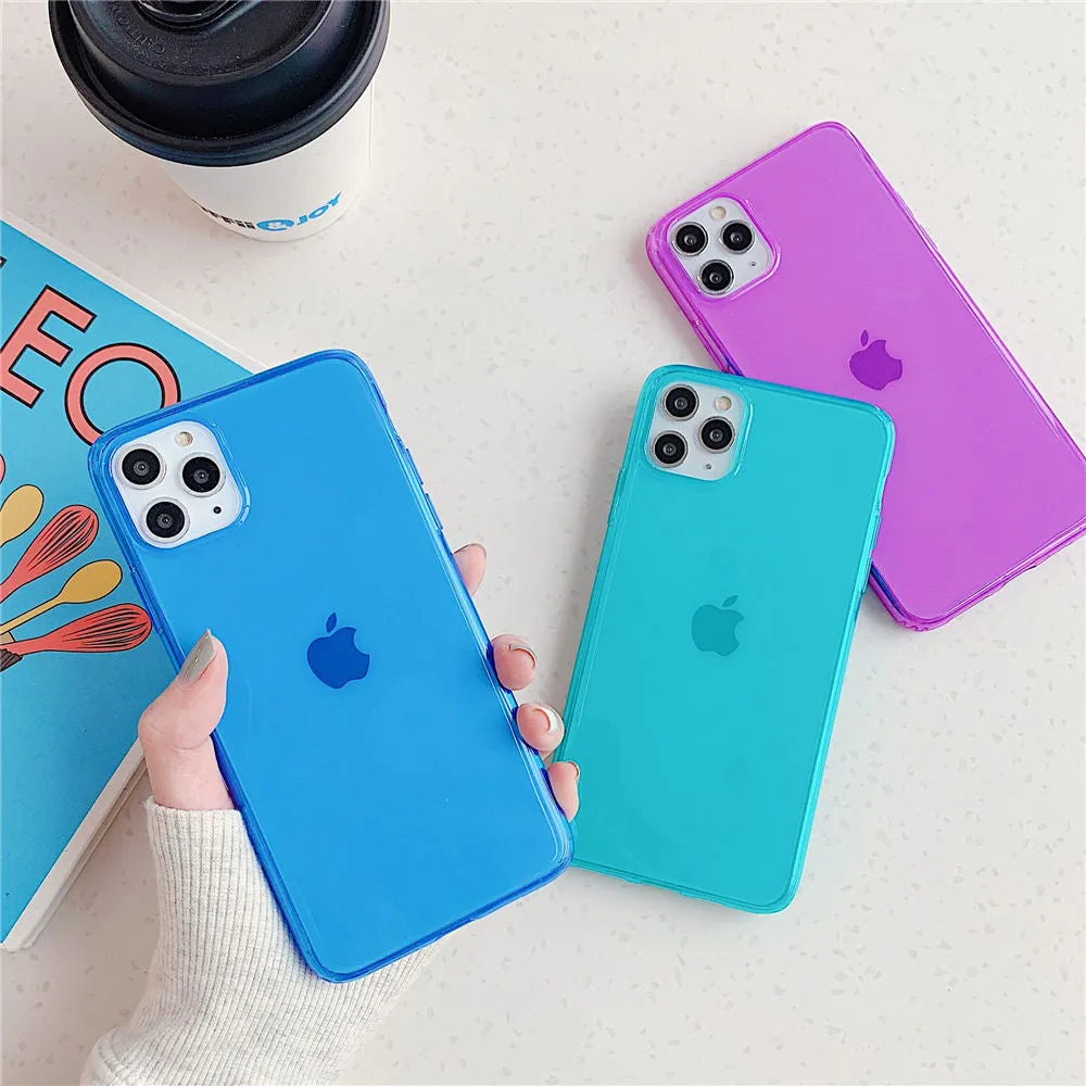 Fluorescent Solid Colour Transparent Phone Case