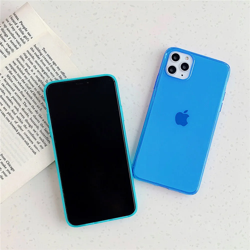 Fluorescent Solid Colour Transparent Phone Case