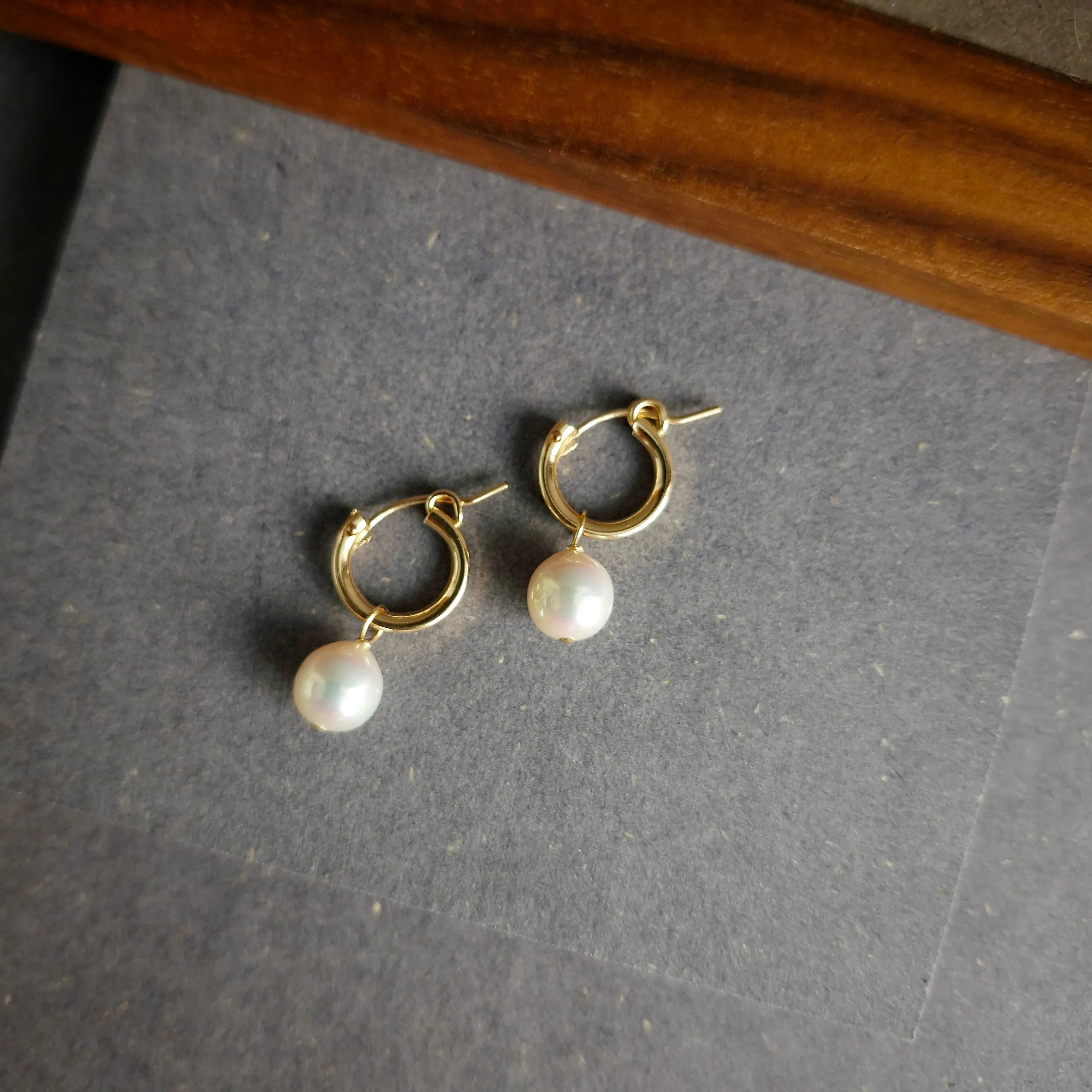 Freshwater Pearl Leverback Hoop Earrings / 14k Gold-filled #2