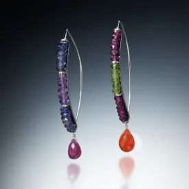 Gemstone Curve Earrings with Drop