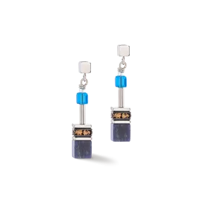 GeoCUBE® Iconic Precious earrings blue-brown