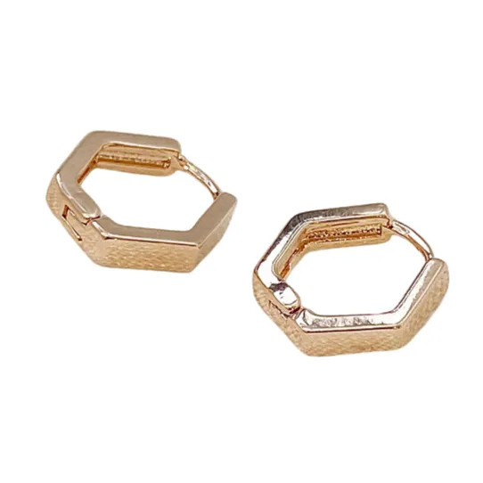 Geometric Rose Gold Huggie Earrings