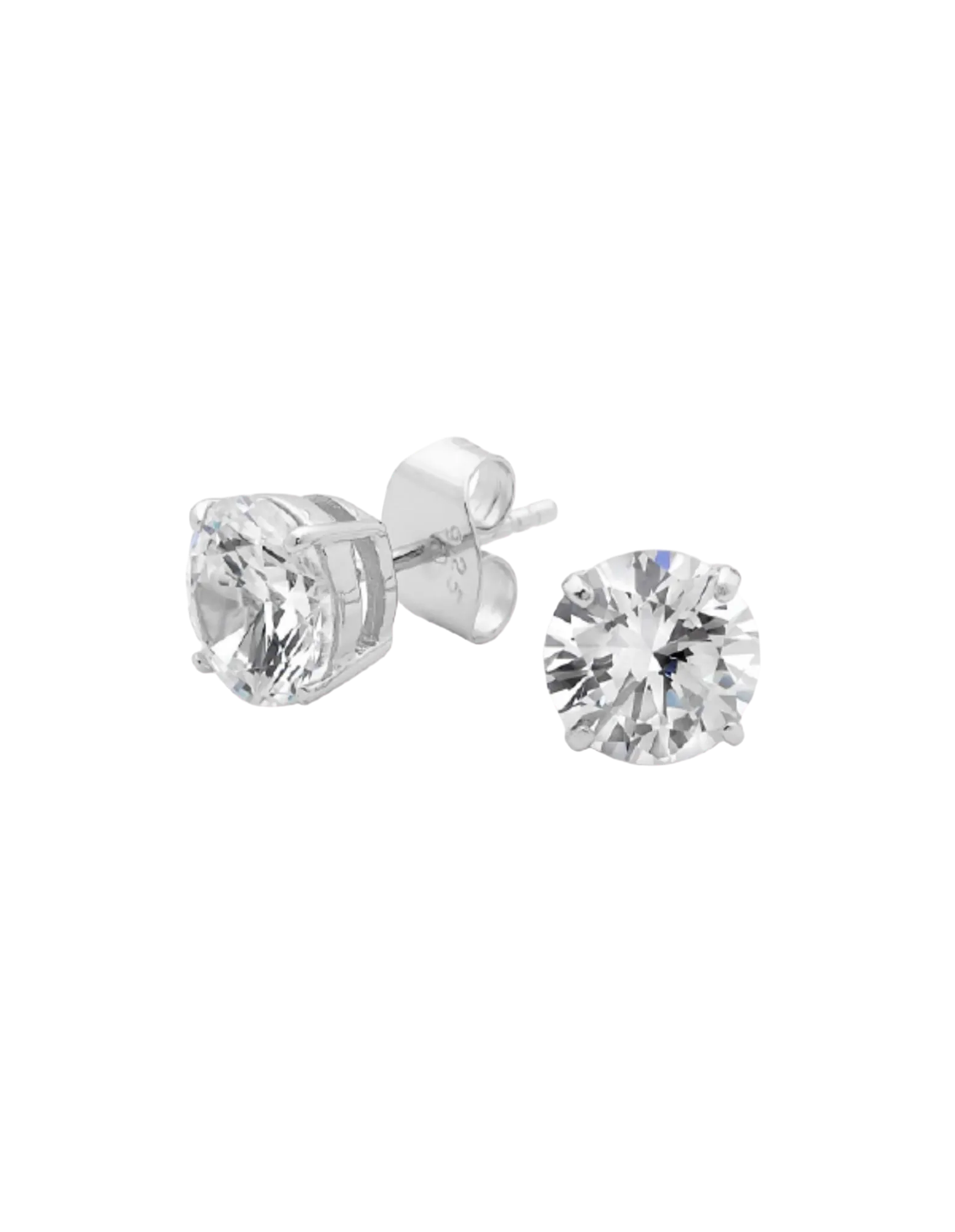 Georgini 8mm Brilliant Stud Earrings w/ CZ - Silver