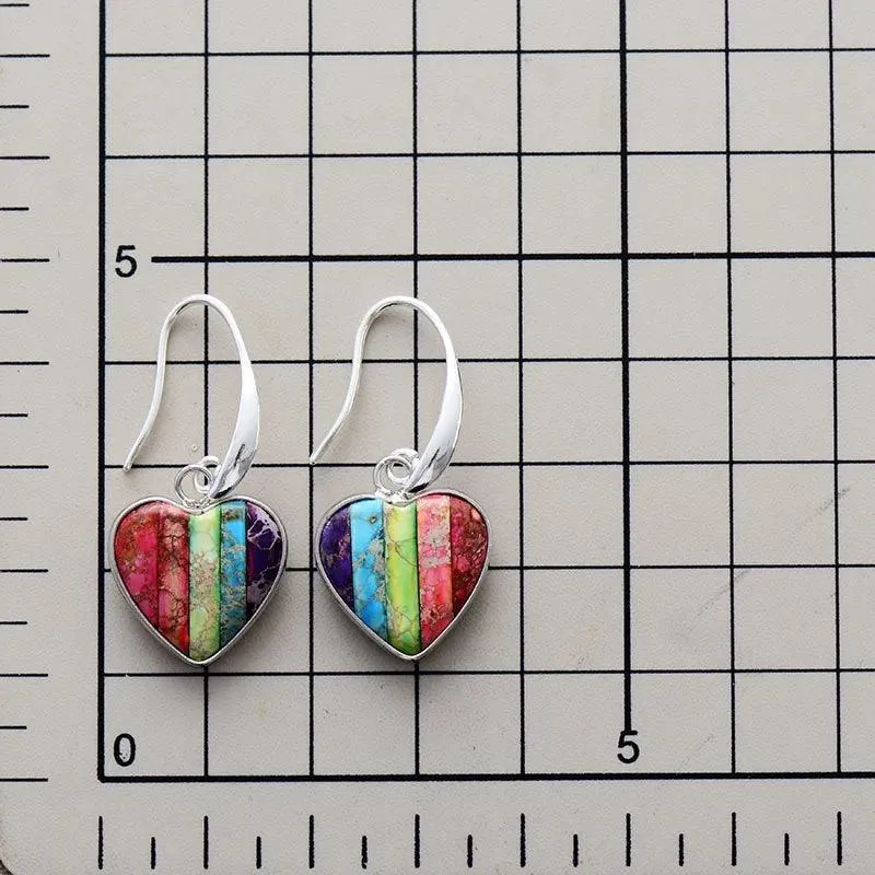 Giiny Blue Jasper Hearts Drop Earrings