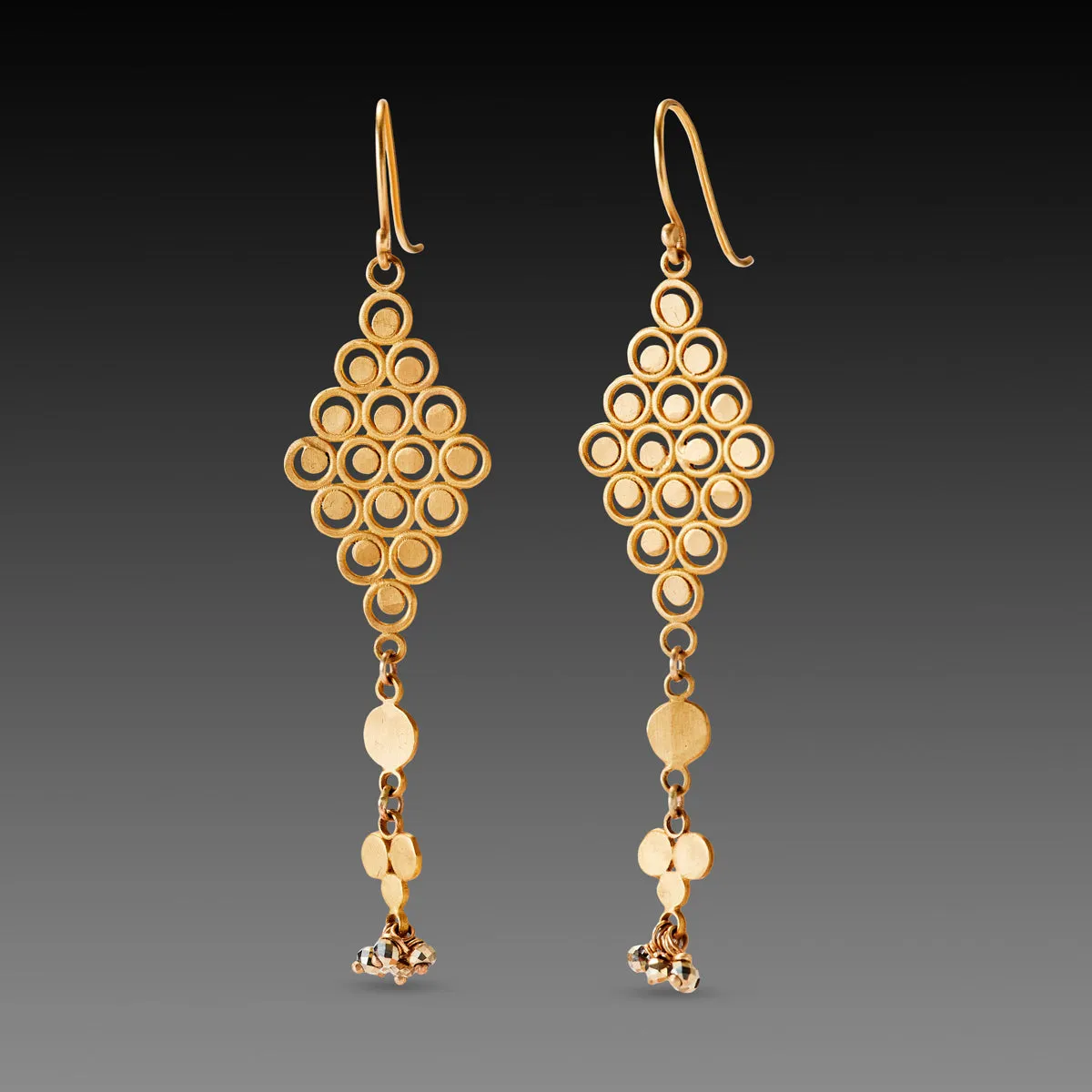 Gold Filigree Earrings with Trios