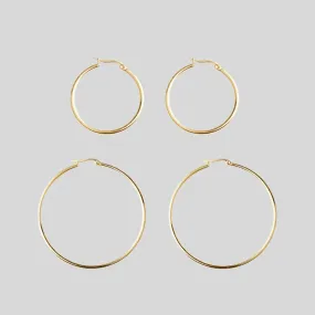 Gold Hoop Earrings - Set of 2