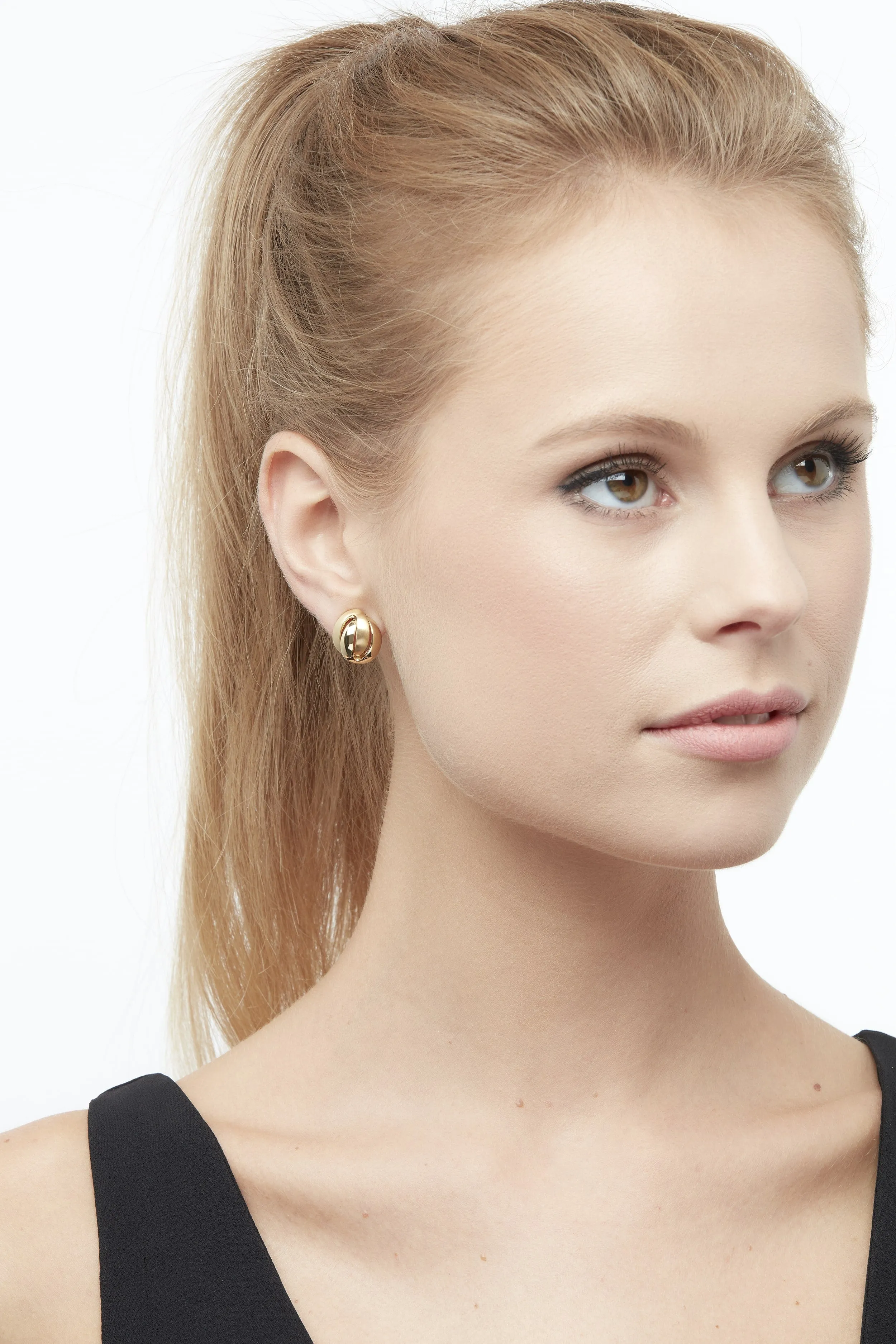 Gold Knot Clip Earrings