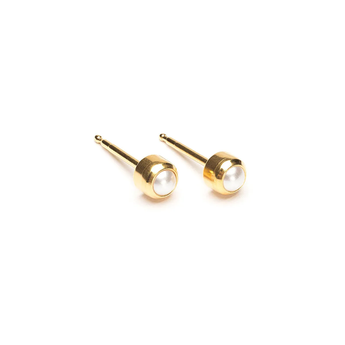 Gold Plated 3 mm Pearl Treasure Stud Earrings