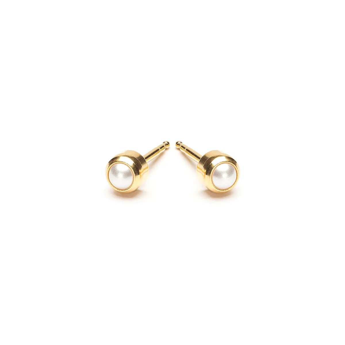 Gold Plated 3 mm Pearl Treasure Stud Earrings