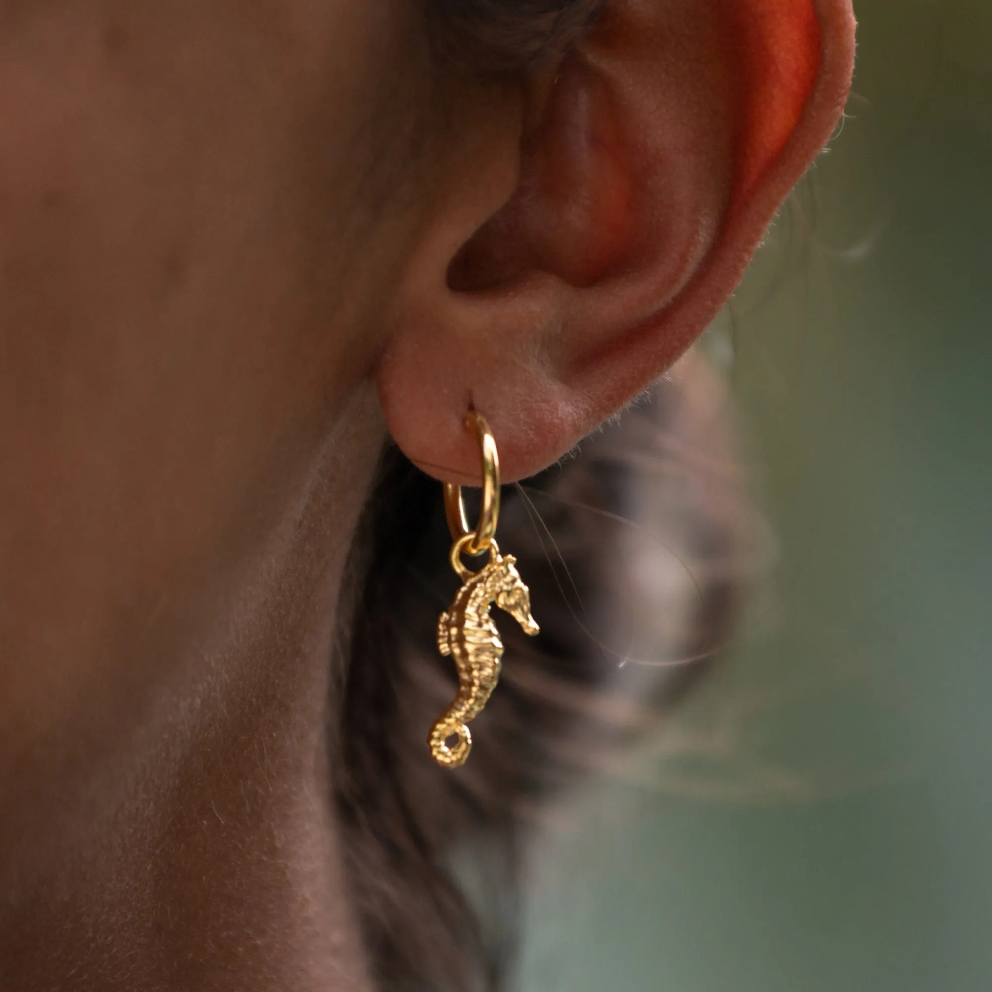 Gold Plated Seahorse Single Earring Charm