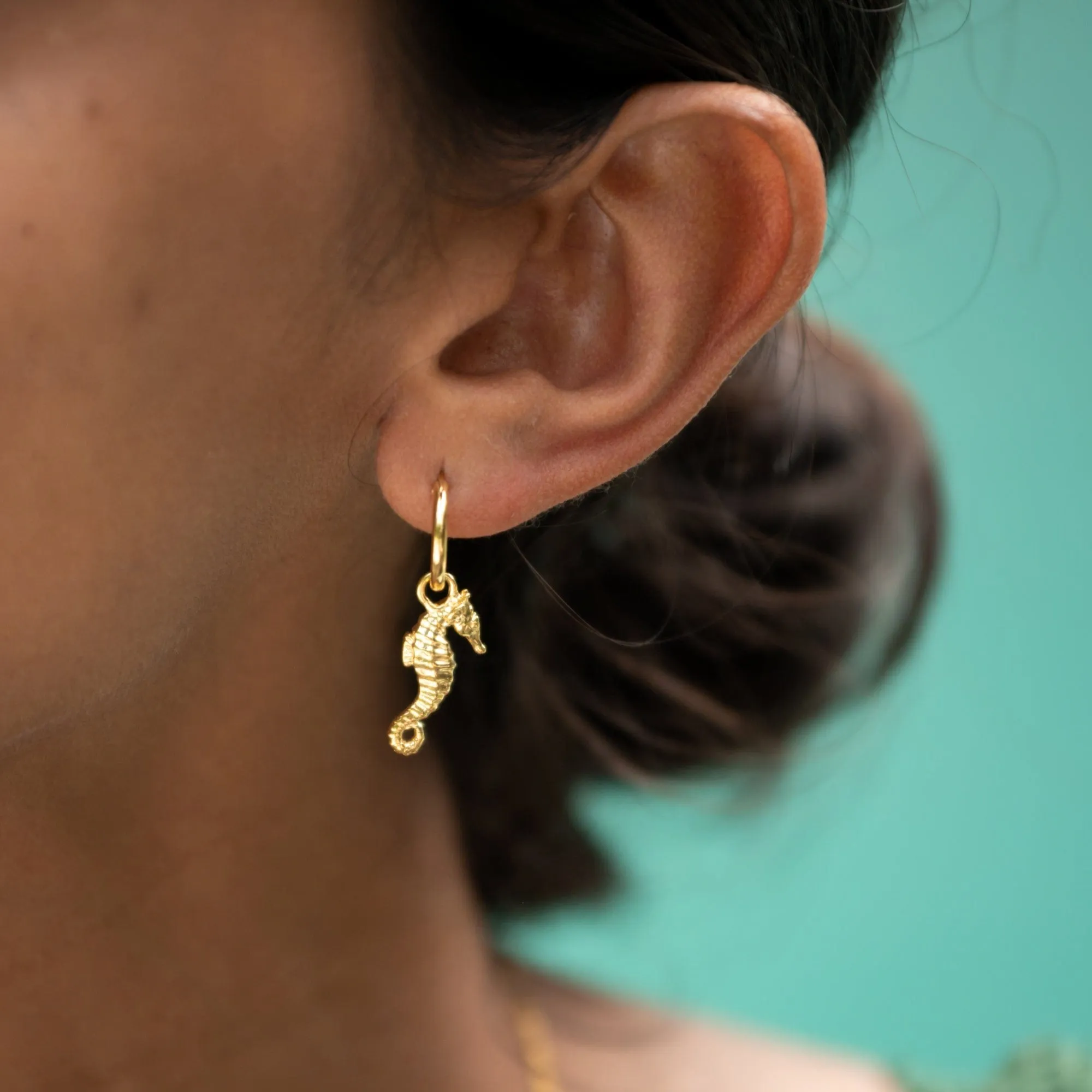 Gold Plated Seahorse Single Earring Charm