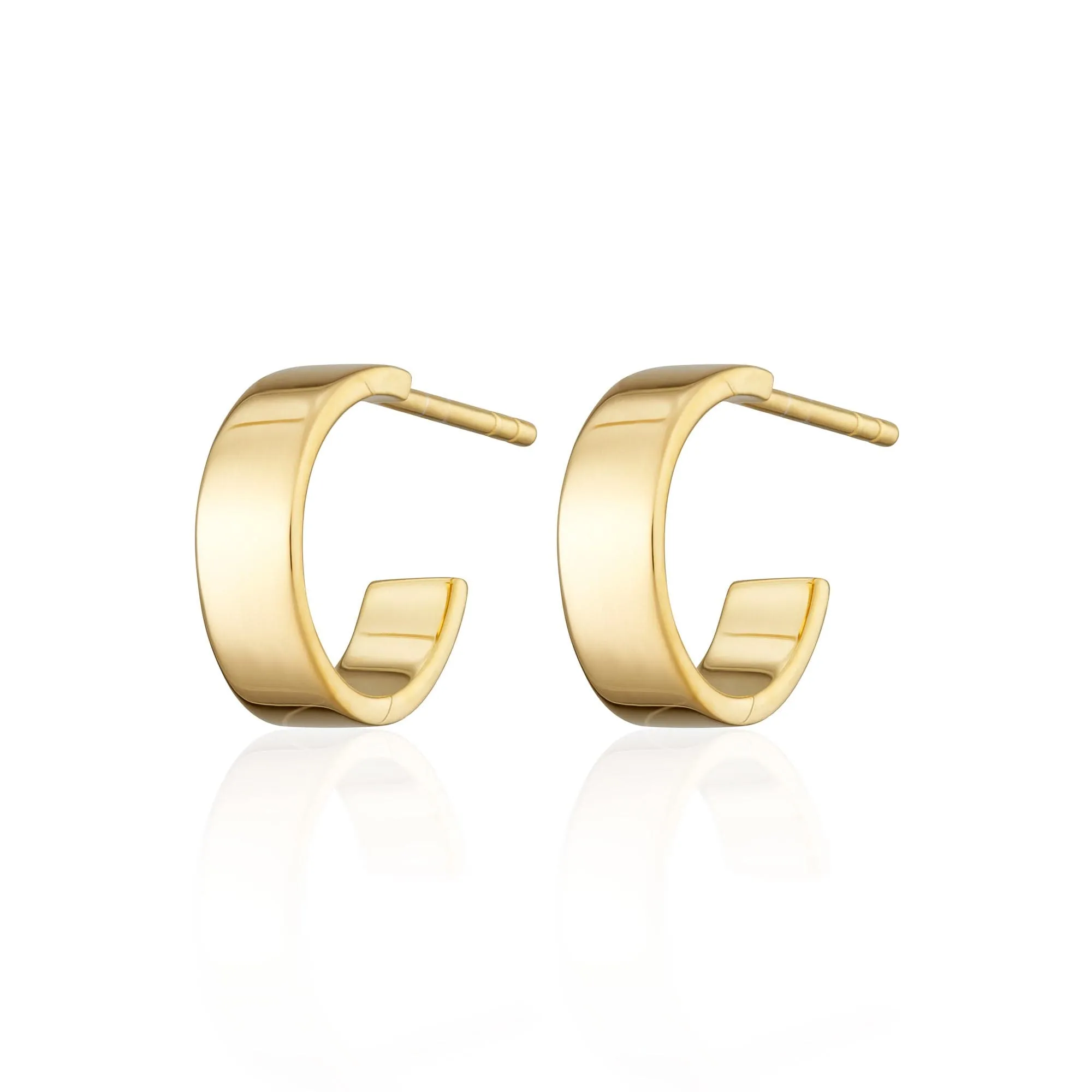 Gold Plated Wide Huggie Hoop Earrings