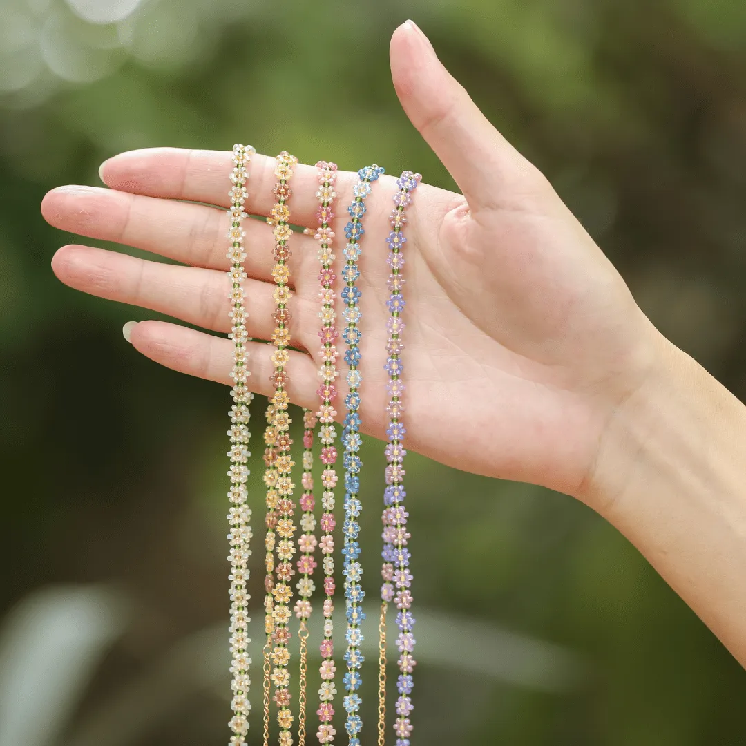 Handmade Seed Bead Floral Necklace