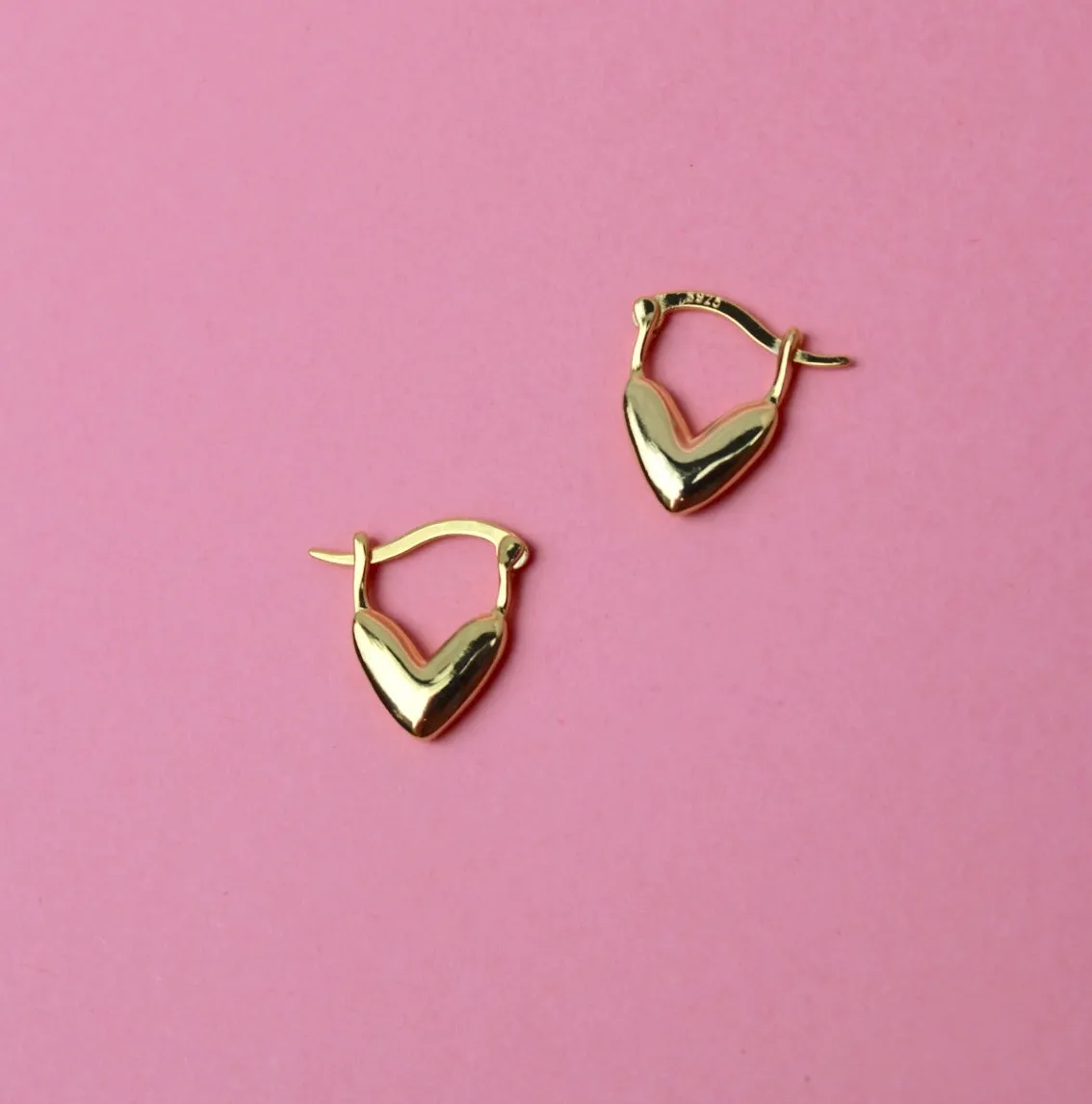 Heart Drops Earrings - Gold