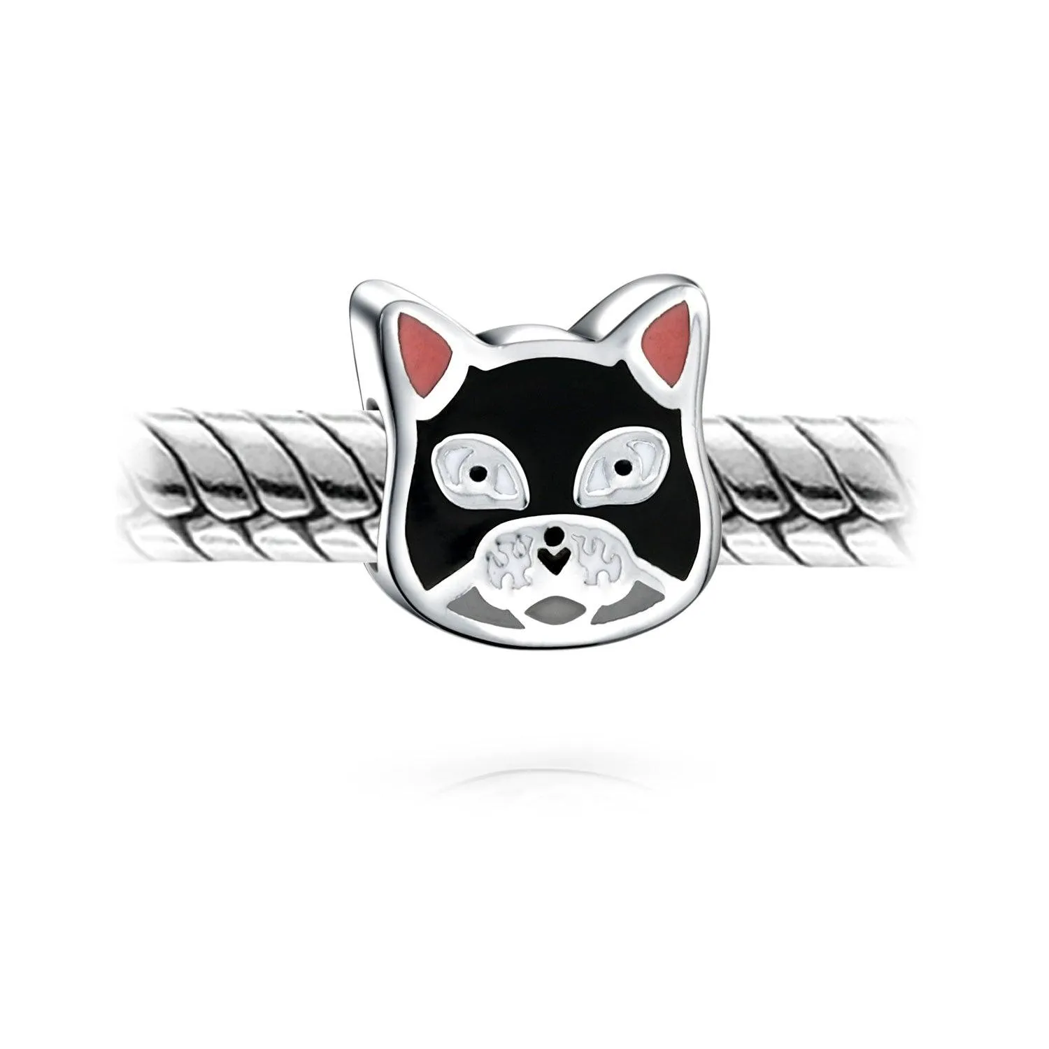 Heart Kitten Pet Words I Love My Cat Charm Bead .925Sterling Silver